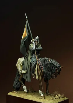 1/24 75 мм древен воин седи с кон и в основата на Фигурка от смола на Модела комплекти Миниатюрен gk в Разглобено формата на Неокрашенный