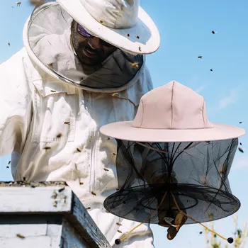 Професионална Завесата Пчеловодческая Шапка Дишаща Делото За Лице Анти-пчелният Окото Професионални Аксесоари За Пчеларството На Открито За Унисекс