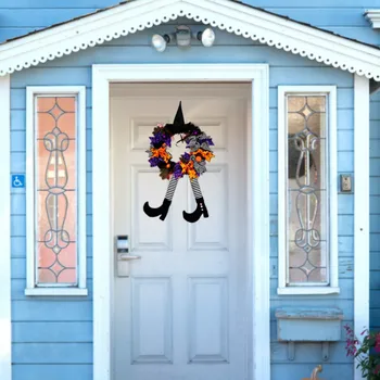 Хелоуин Венец Клоун Хелоуин Цвете Пръстен на Вратата Виси Призрак Декорация на Дома, Висулка Празнична Парти Вход Декор Венец #PY